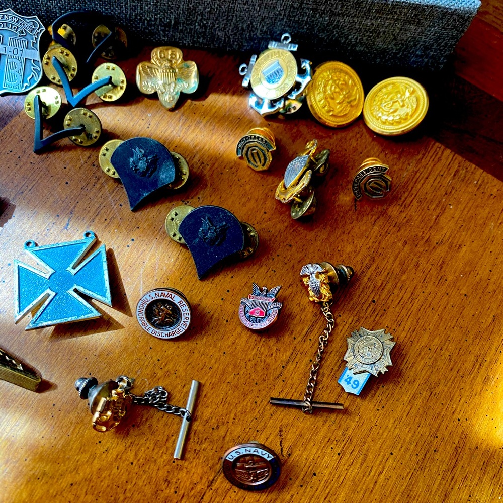 Military pins, buttons and cuff links